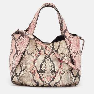 Stella McCartney Multicolor Faux Snakeskin Embossed Leather Logo Tote