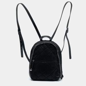 Stella McCartney Black Faux Suede Falabella Backpack