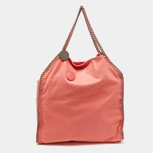 Stella McCartney Coral Orange Faux Suede Large Falabella Tote