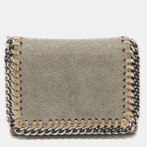 Stella McCartney Grey Faux Suede Falabella Trifold Wallet