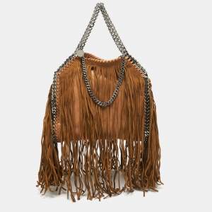 Stella McCartney Brown Faux Suede Falabella Fringe Bag