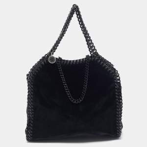 Pre Owned Stella McCartney Black Velvet Mini Falabella Tote
