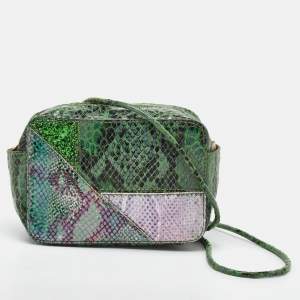 Stella McCartney Green Lizard and Python Embossed Leather Waverly Small Crossbody Bag