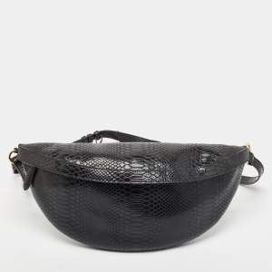 Stella McCartney Black Python Embossed Faux Leather Belt Bag