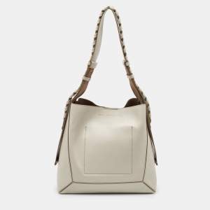 Stella McCartney Light Grey Faux Leather Medium Braided Handle Hobo