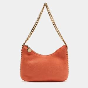 Stella McCartney Orange Faux Suede Mini Zip Falabella Shoulder Bag