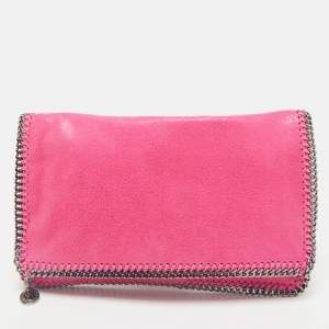 Stella McCartney Fuchsia Faux Suede Falabella Fold Over Clutch