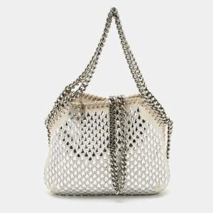 Stella McCartney Light Grey Fabric Mini Falabella Crystals Tote