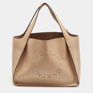 Stella McCartney Beige Faux Leather Perforated Logo Tote