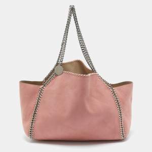 Stella McCartney Pink/Beige Faux Suede Reversible Falabella Shopper Tote