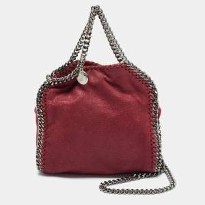 Pre Owned Stella McCartney Burgundy Faux Suede Tiny Falabella Tote