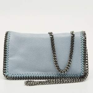 Pre Owned Stella McCartney Light Blue Faux Suede Falabella Crossbody Bag