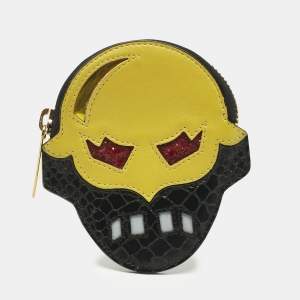 Pre Owned Stella McCartney Black/Yellow Faux Snakeskin Leather Superhero Coin Purse