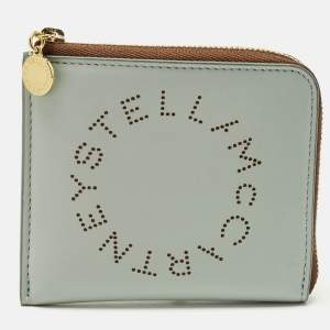 مملوكة مسبقًا محفظة ستيللا مكارتني مدمجة جلد صناعي مثقوب أزرق/بني