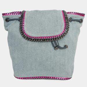 مملوكة مسبقًا Stella McCartney Denim/Metallic Pink Leather Accent 'Falabella' Backpack