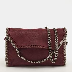 Pre Owned Stella McCartney Falabella Burgundy Faux Leather Chain Shoulder Bag