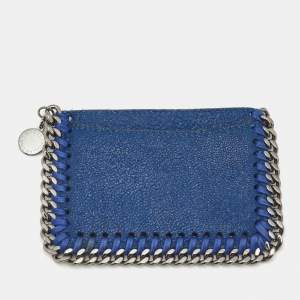 مملوكة مسبقًا Stella McCartney Falabella Blue Faux Suede Card Holder
