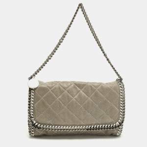 مملوكة مسبقًا Stella McCartney Falabella Grey Quilted Faux Suede Shoulder Bag