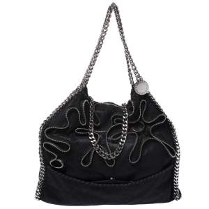 Stella McCartney Black Faux Leather Small Falabella Zipper Tote
