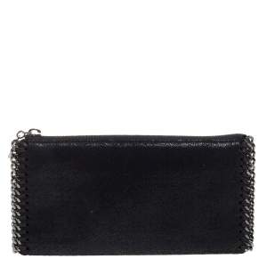 Stella McCartney Black Faux Leather Falabella Zip Wallet