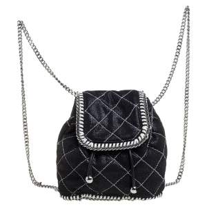 Stella McCartney Black Faux Leather Mini Falabella Backpack