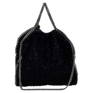 مملوكة مسبقًا Stella McCartney Black Faux Fur Small Falabella Tote