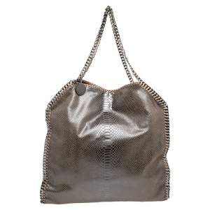Pre Owned Stella McCartney Brown Faux Python Embossed Leather  Falabella Tote