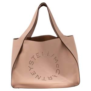 Stella McCartney Beige Faux Leather Perforated Logo Tote