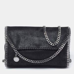 Pre Owned Stella McCartney Black Faux Leather Mini Falabella Crossbody Bag