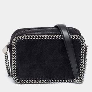Pre Owned Stella McCartney Black Faux Leather Falabella Camera Bag