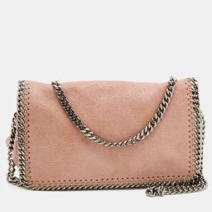 Pre Owned Stella McCartney Pale Pink Faux Leather Falabella Flap Shoulder Bag