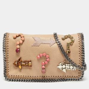 مملوكة مسبقًا Stella McCartney Beige Faux Suede Falabella Flap Shoulder Bag