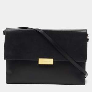 Pre Owned Stella McCartney Black Faux Leather Flap Shoulder Bag