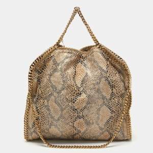 Stella McCartney Beige Canvas Python Effect Falabella Tote