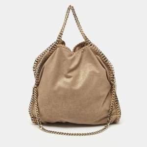 Stella McCartney Beige/Gold Faux Suede Falabella Fold Over Tote