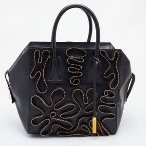Pre Owned Stella McCartney Black Faux Leather Zip Cavendish Tote