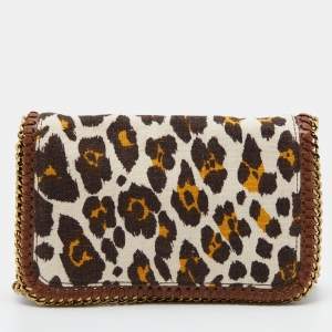 Pre Owned Stella McCartney Leopard Print Canvas and Faux Leather Falabella Crossbody Bag