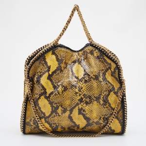 Stella McCartney Yellow/Black Python Effect Faux Leather Falabella Tote