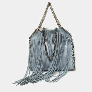 Pre Owned Stella McCartney Light Blue Faux Leather Mini Falabella Tote