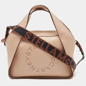 Stella McCartney Beige Faux Leather Stella Logo Crossbody Bag