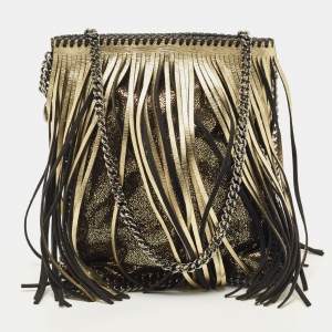 Stella McCartney Gold Faux Leather Mini Fringe Falabella Shoulder Bag
