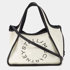 Pre Owned Stella McCartney Off White Canvas and Faux Leather Stella Logo Tote