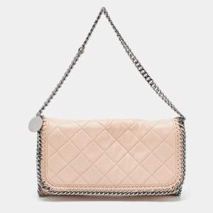 Stella McCartney Pale Pink Quilted Faux Leather Falabella Shaggy Deer Flap Bag