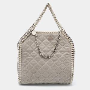 Pre Owned Stella McCartney Grey Quilted Faux Suede Falabella Tote