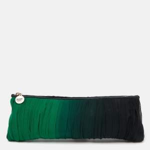 Stella McCartney Green Ombre Silk Zipped Clutch