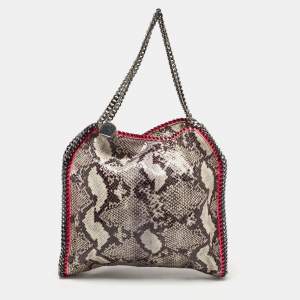 Pre Owned Stella McCartney Beige/Pink Faux Python Embossed Leather and Faux Patent Falabella Tote 