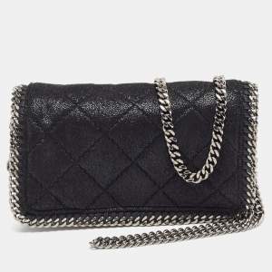 Stella McCartney Black Faux Suede Falabella Chain Clutch