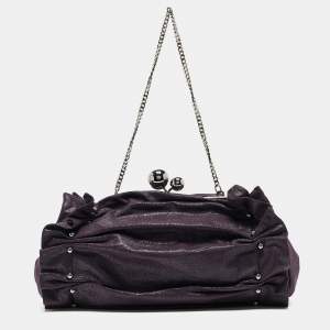 Stella McCartney Purple Ruffle Faux Leather Kisslock Chain Bag