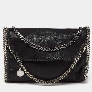 Stella McCartney Black Faux Leather Falabella Flap Shoulder Bag