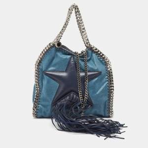 Pre Owned Stella McCartney Two Tone Blue Faux Leather Mini Falabella Tote